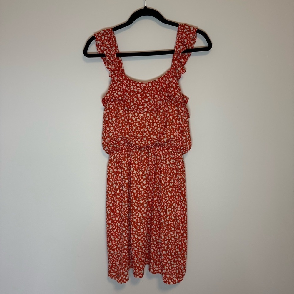 Moon River Red and White Sleeveless Floral Dress Size M